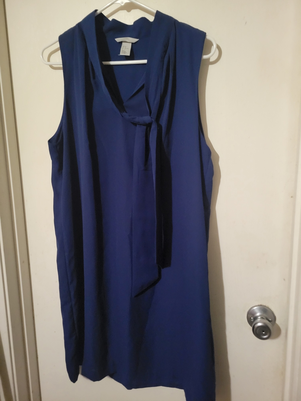 H&M Royal Blue Sleeveless Tie-Neck Dress